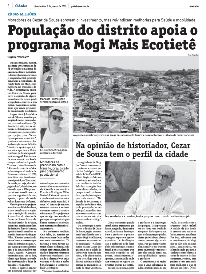 ESPECIAL - População do distrito apoia o programa Mogi Mais Ecotietê