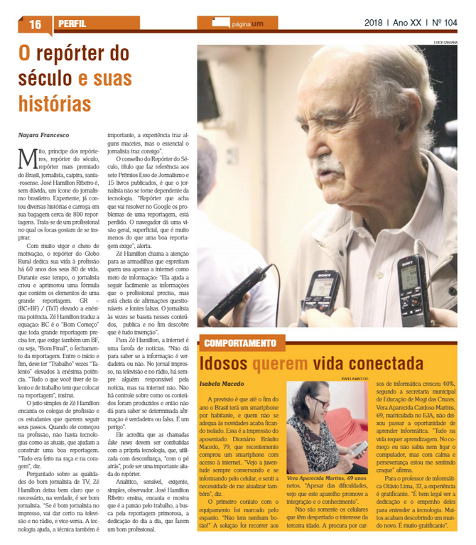 Texto Perfil sobre o jornalista José Hamilton Ribeiro - Jornal Laboratório Página UM