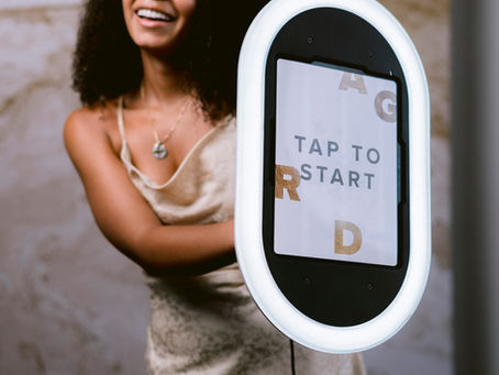 The Mingler — Rocky Mountain Photo Booth's new roaming photo booth, a handheld camera-and-ring-light rig that brings the photo experience to guests at weddings, corporate events, and galas across Utah.