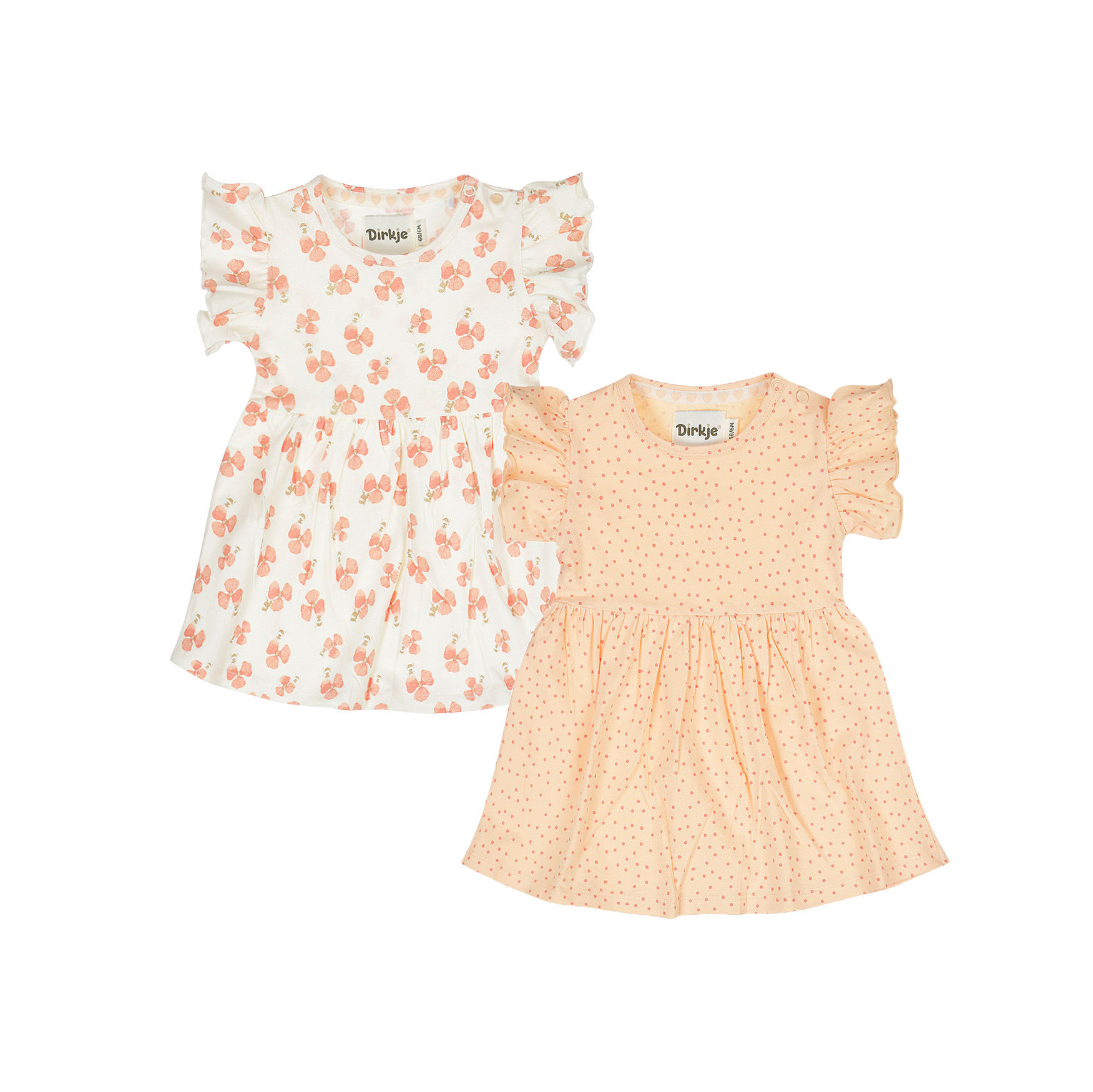 N58321 Dirkje peach polka dot dress