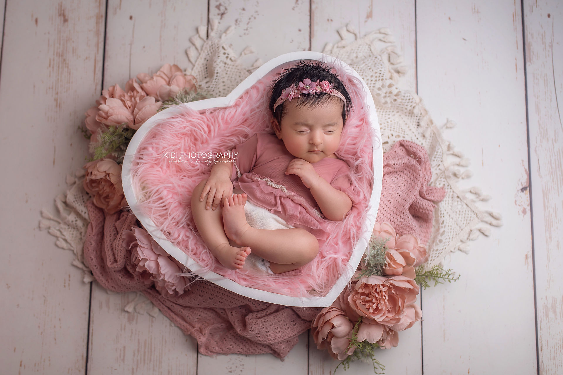 Newborn-style photography session with 5 week old baby