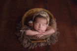Beautiful newborn baby posed safely and comfortably in a luxury photography studio