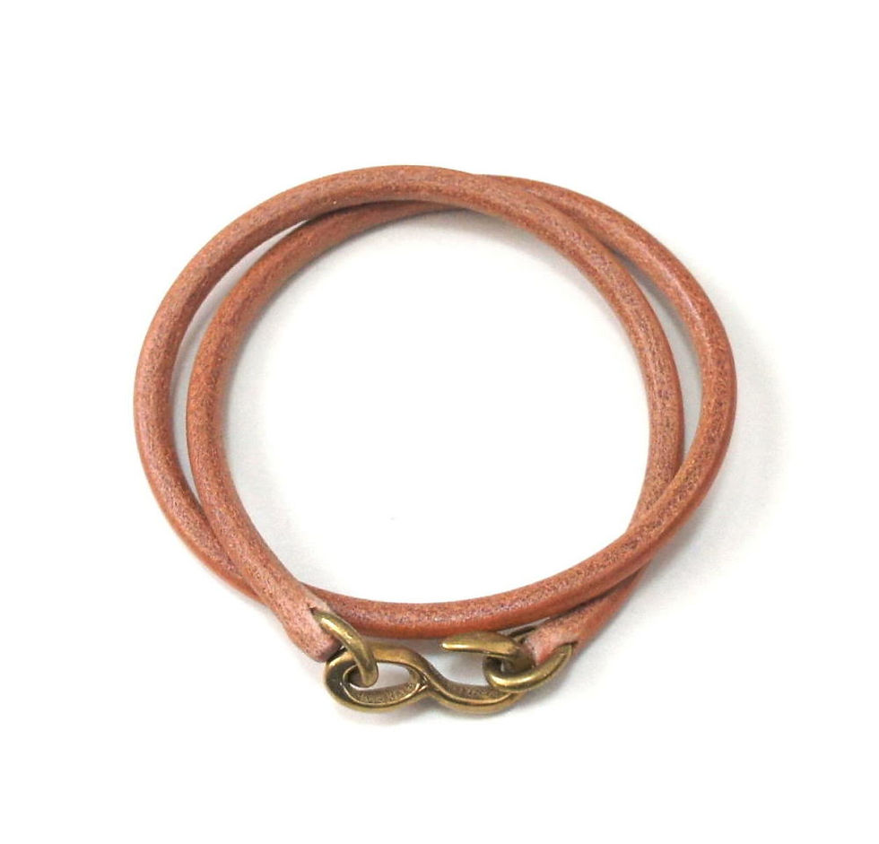 Thumbnail: SasoRi Old Valley Tokyo Leather Bracelet [ Tan x Brass ]