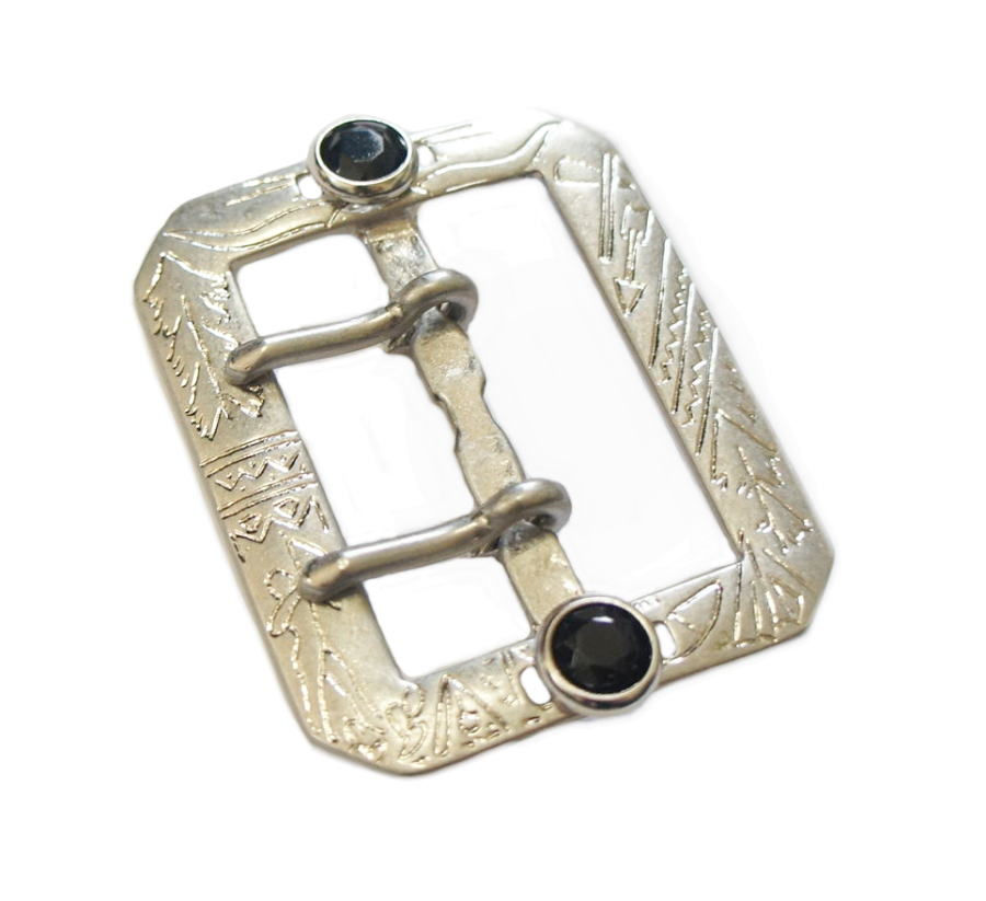 Thumbnail: 42mm Indian Pattern Octagon Buckle [ Matte Silver - Single & Double prong ] Smoky Sumi's Store