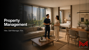 Phnom Penh property management decision: a rental condo balcony overlooking the city skyline at dusk