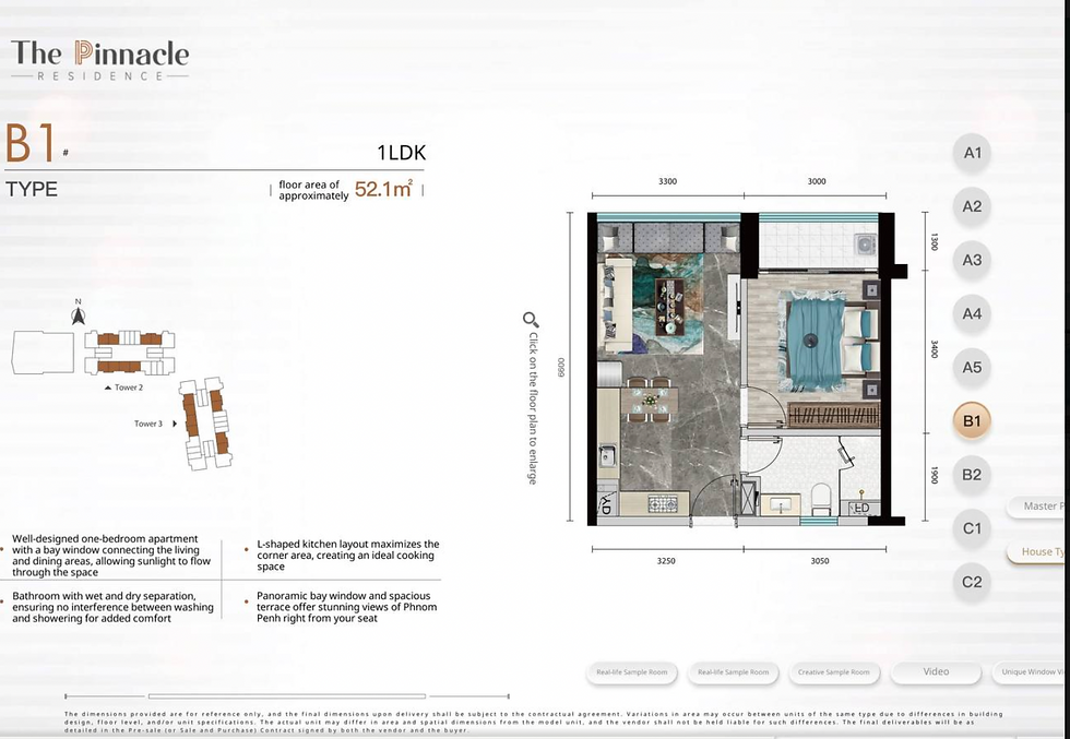 Elegant 1-Bedroom Condo at Pinnacle – Luxury & Convenience in Phnom Penh