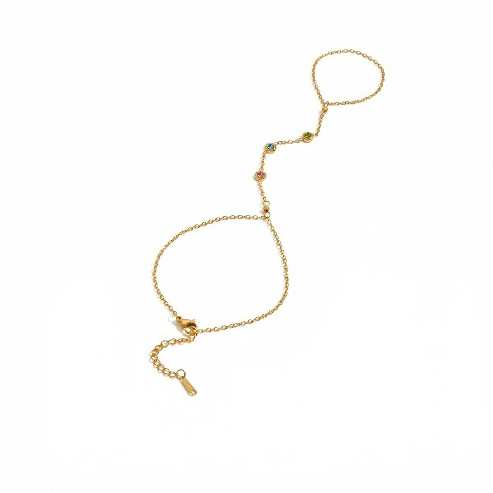 Rainbow Stone Chain Bracelet
