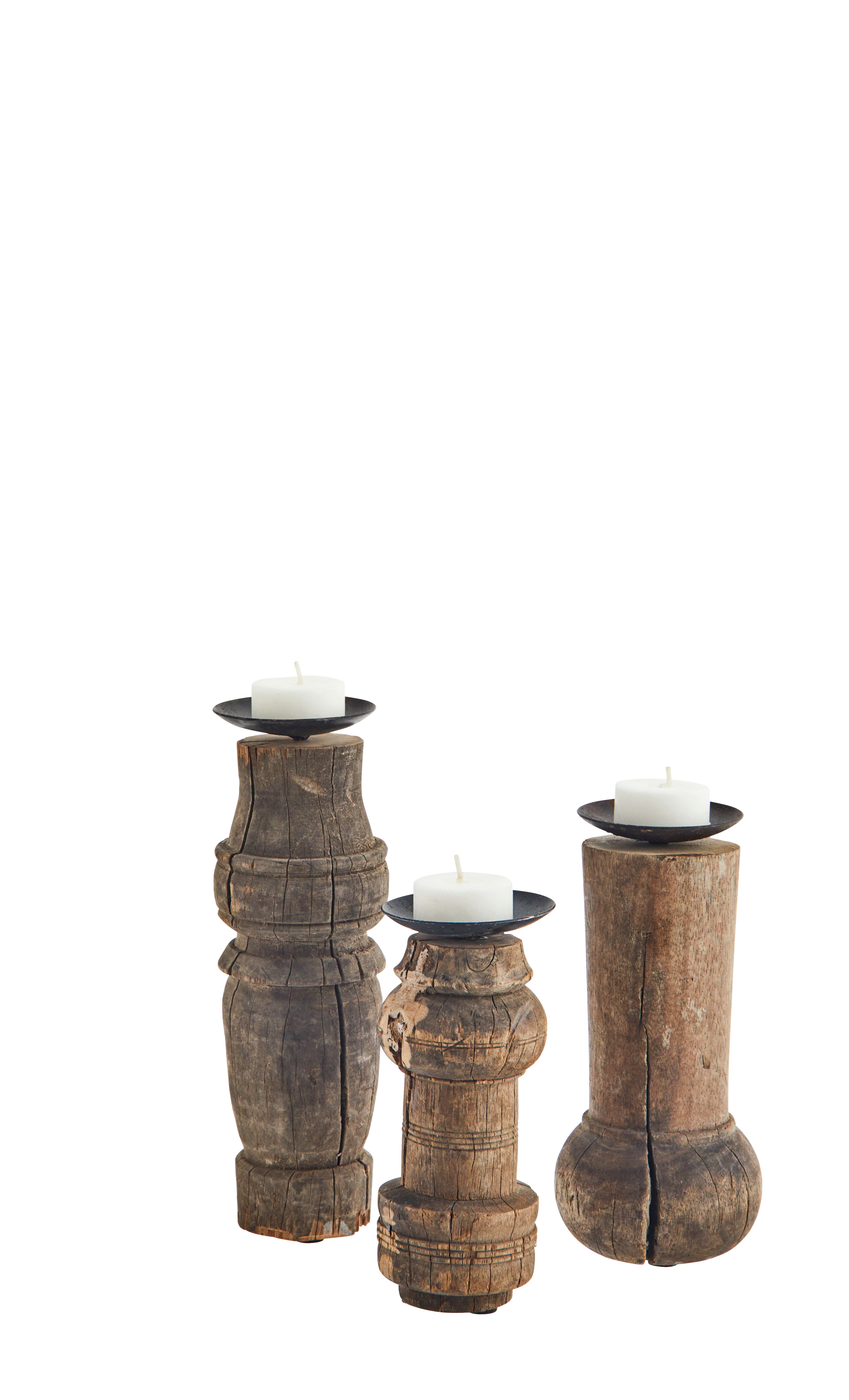 Set of 3 Upcycled wooden candle stands