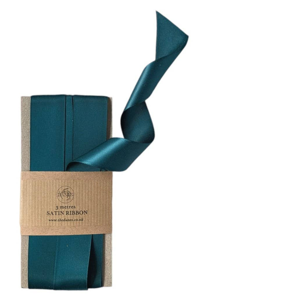 TEAL Luxury Double Faced Satin Silk Ribbon, 25mm x 3M