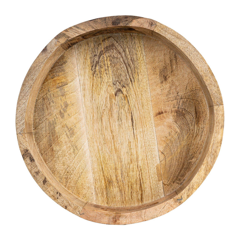 30cm Round tray plain mango wood - Natural finish 2pk