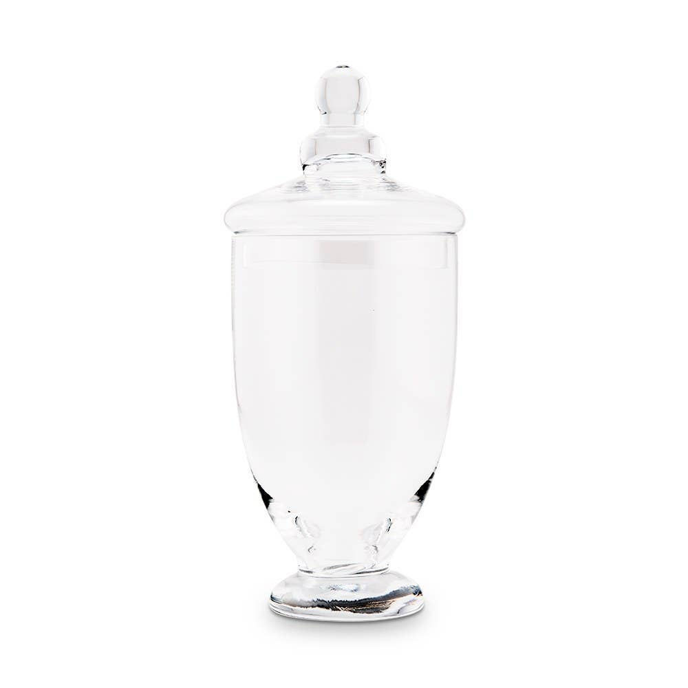 Small Glass Apothecary Candy Jar - Footed Vase with Lid