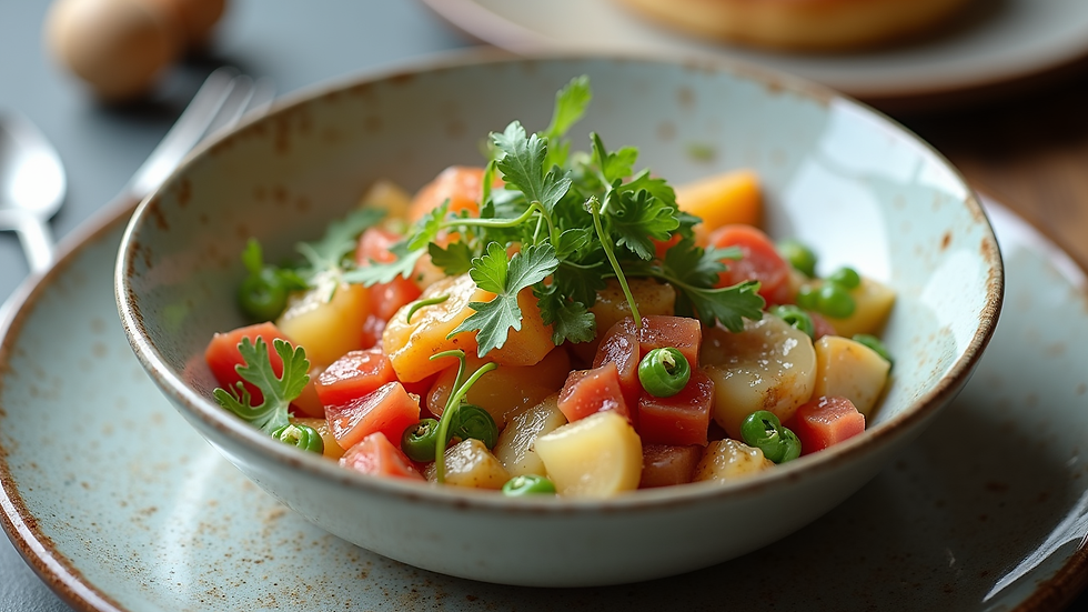 Augenhöhe Blick auf eine bunte Schüssel mit Salat und Omega-3-reichen Zutaten