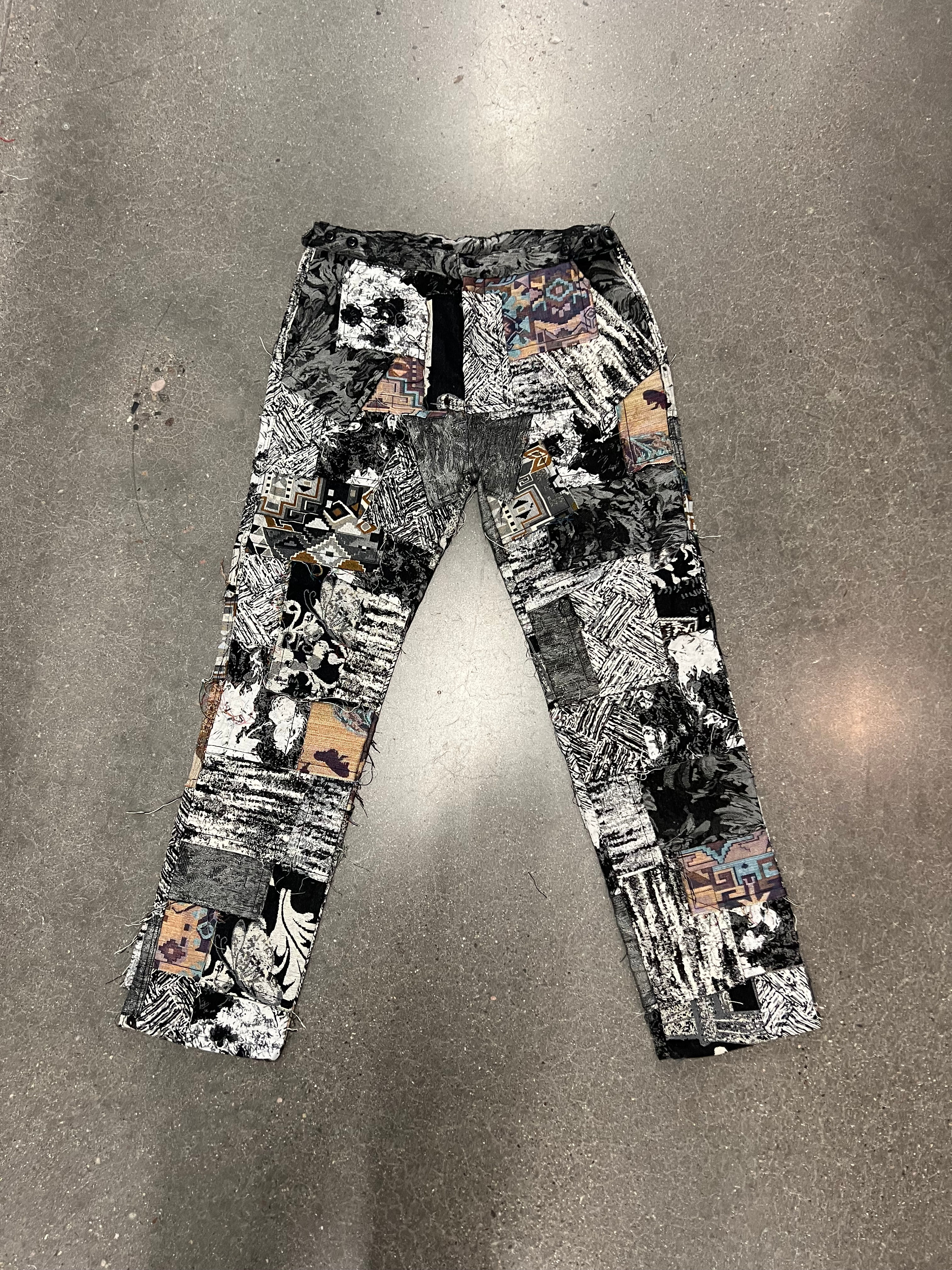 EXCLUSIVE HANDMADE PAISLEY STACKED JEANS (BLACK)