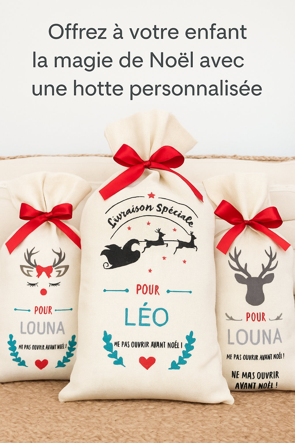 Hotte de Noël personnalisée 
