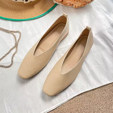 Sapatos Femininos Elegantes de Verão – Estilo Francês, Bico Quadrado, Mary Janes Verdes, Flats Casua