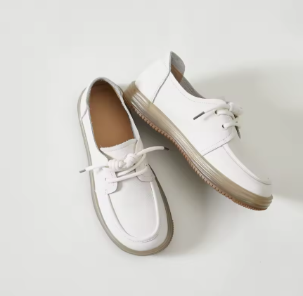 Loafers Femininos de Primavera/Outono – Em Couro Legítimo, Salto Grosso com Plataforma, Bico Quadrad