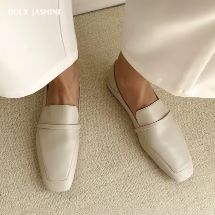 Sapatos Femininos Elegantes de Verão – Estilo Francês, Bico Quadrado, Mary Janes Verdes, Flats Casua