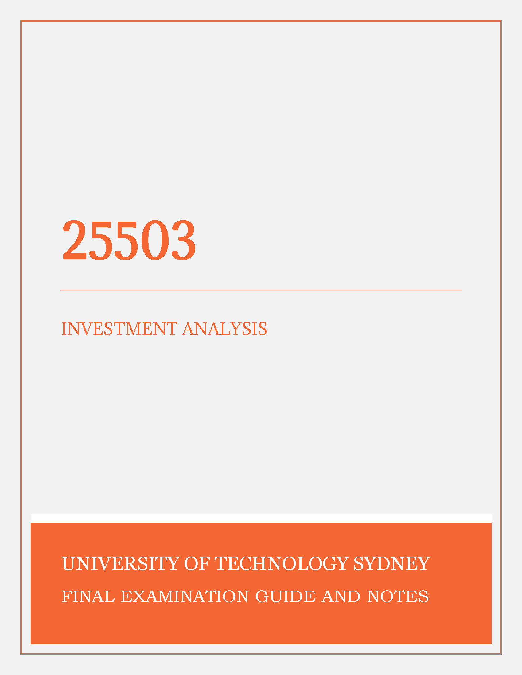 UTS - 25503: Investment Analysis - Exam Papers, Past Papers, Revision Notes, Tutors