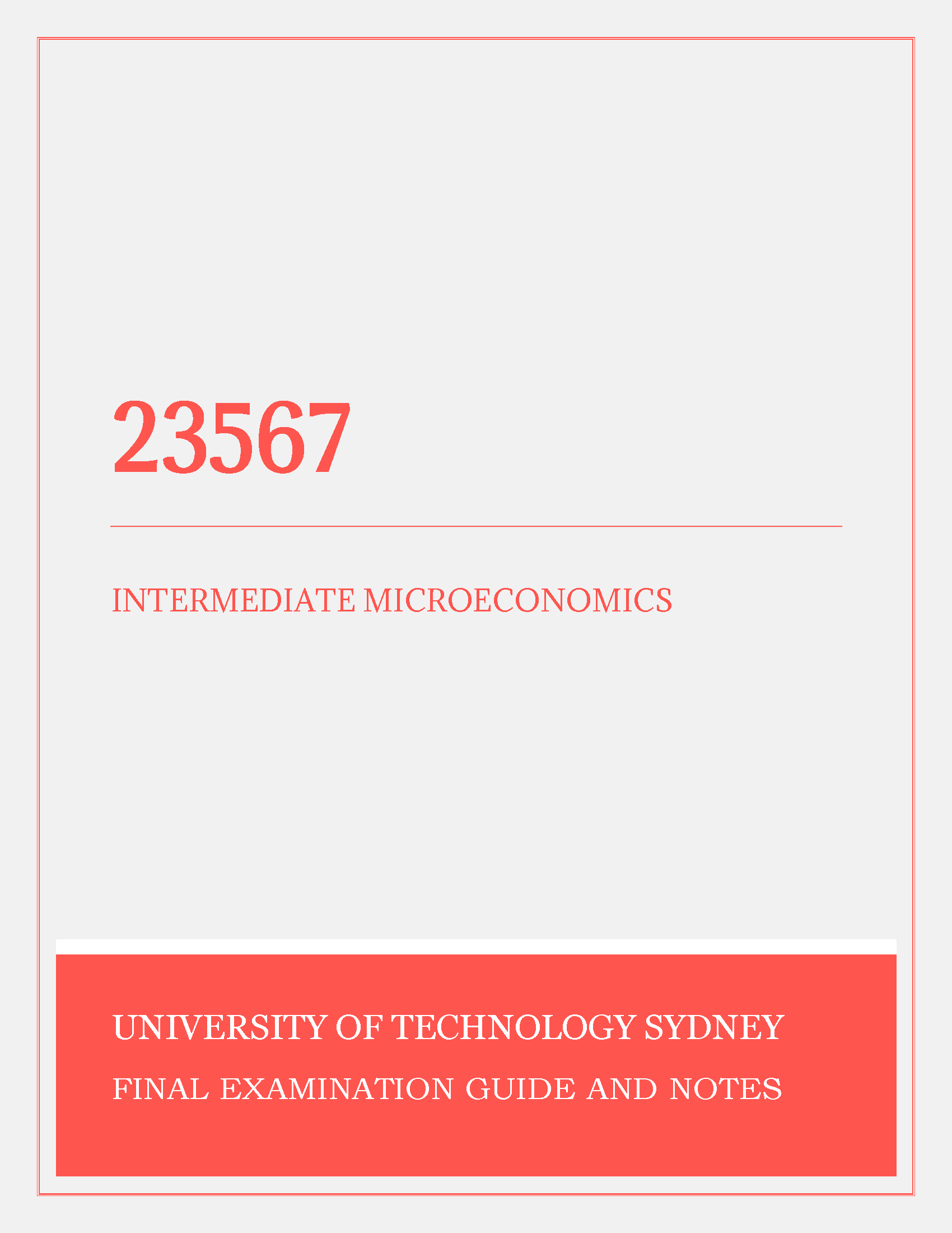 23567 - Intermediate Microeconomics (Solutions) - at UTS