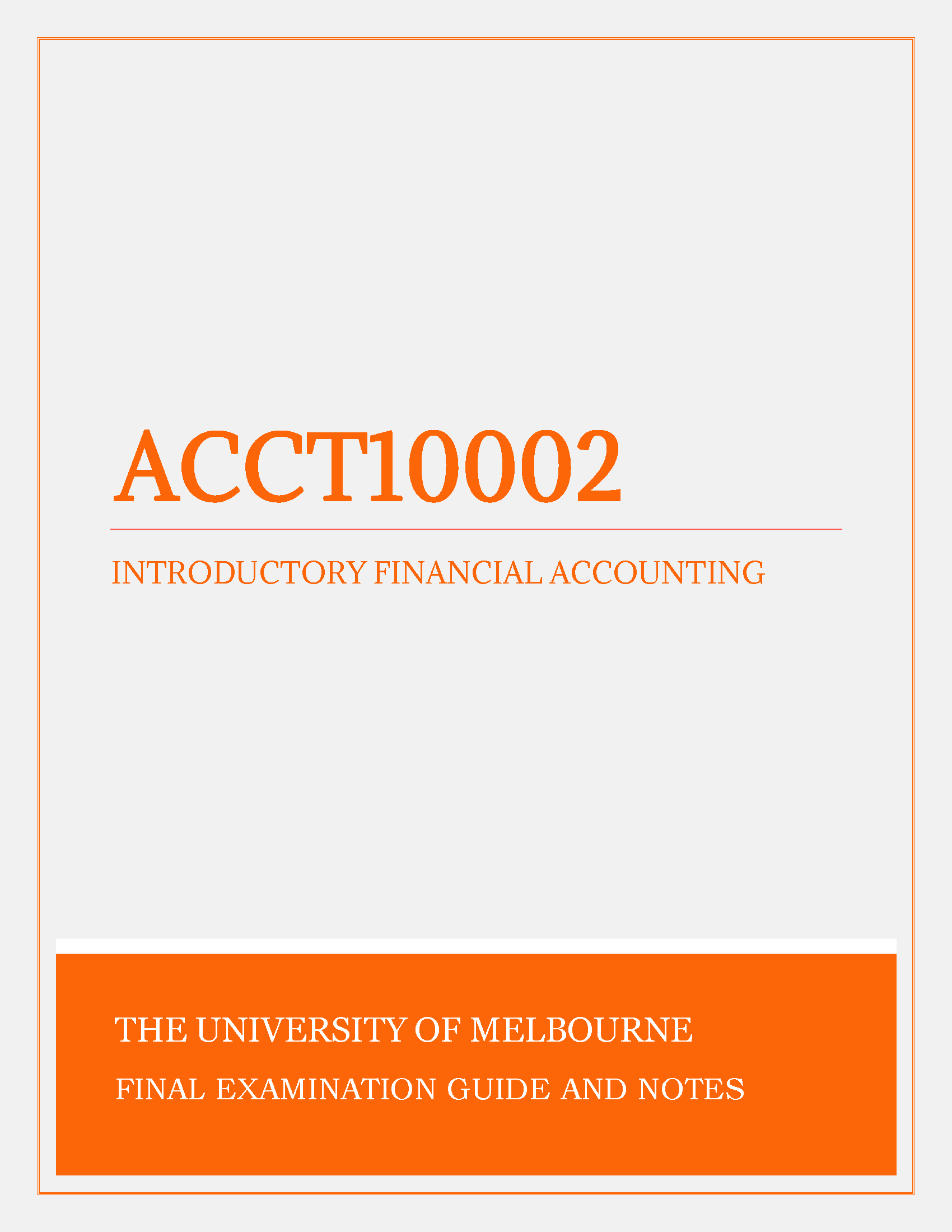 University of Melbourne - ACCT10002: Introductory Financial Accounting