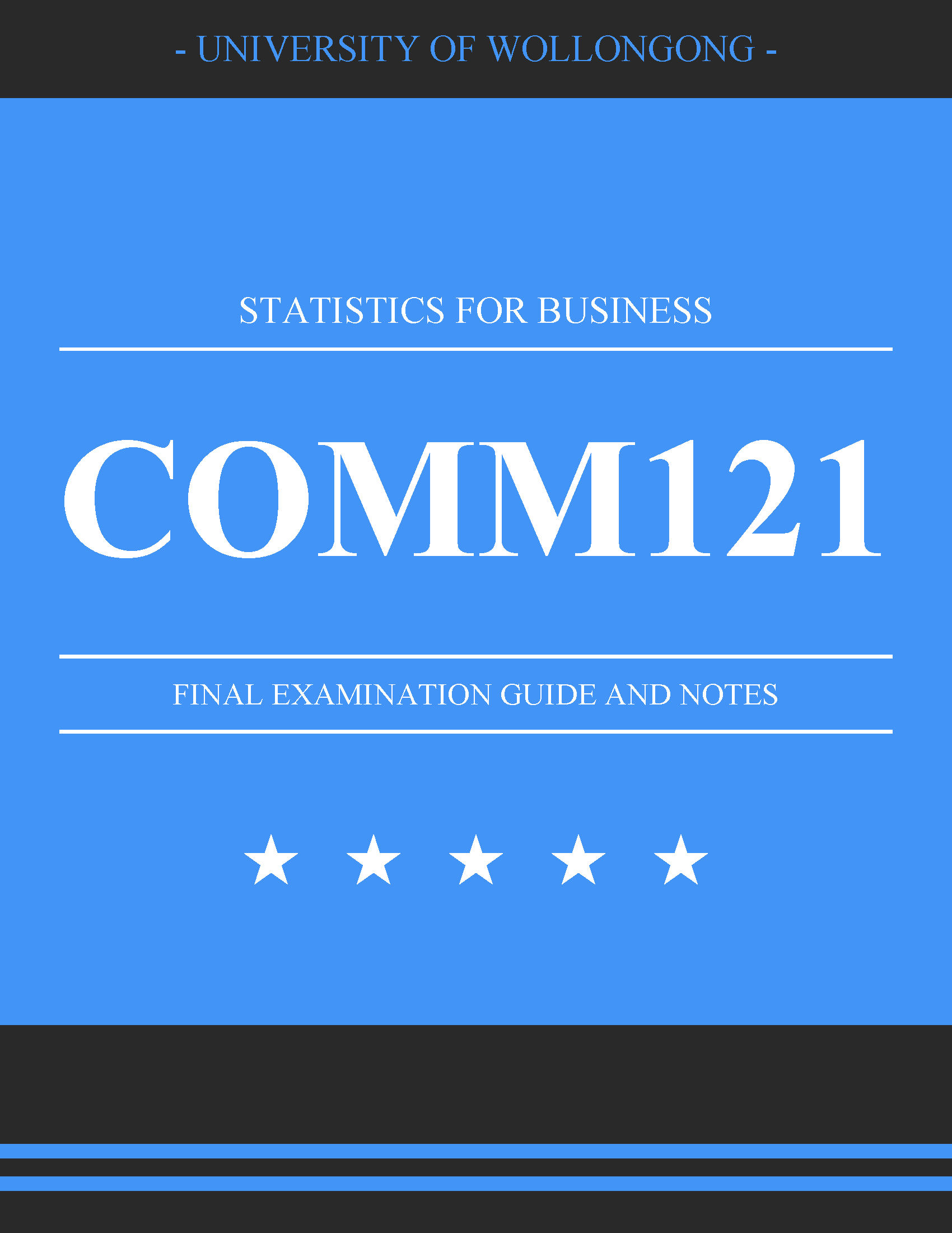 University of Wollongong (UOW) - COMM121: Statistics for Business - Tutors, Past Papers, Exam Papers and Solutions