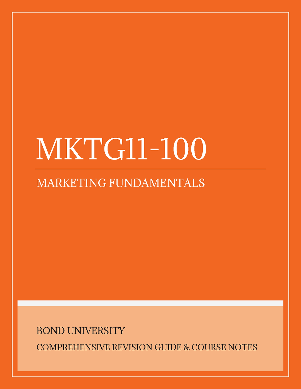 MKTG11-100: Marketing Fundamentals - Bond University - Revision Notes, Portfolios, Projects