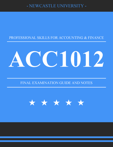 ACC1012 Professional Skills For Accounting And Finance Newcastle 