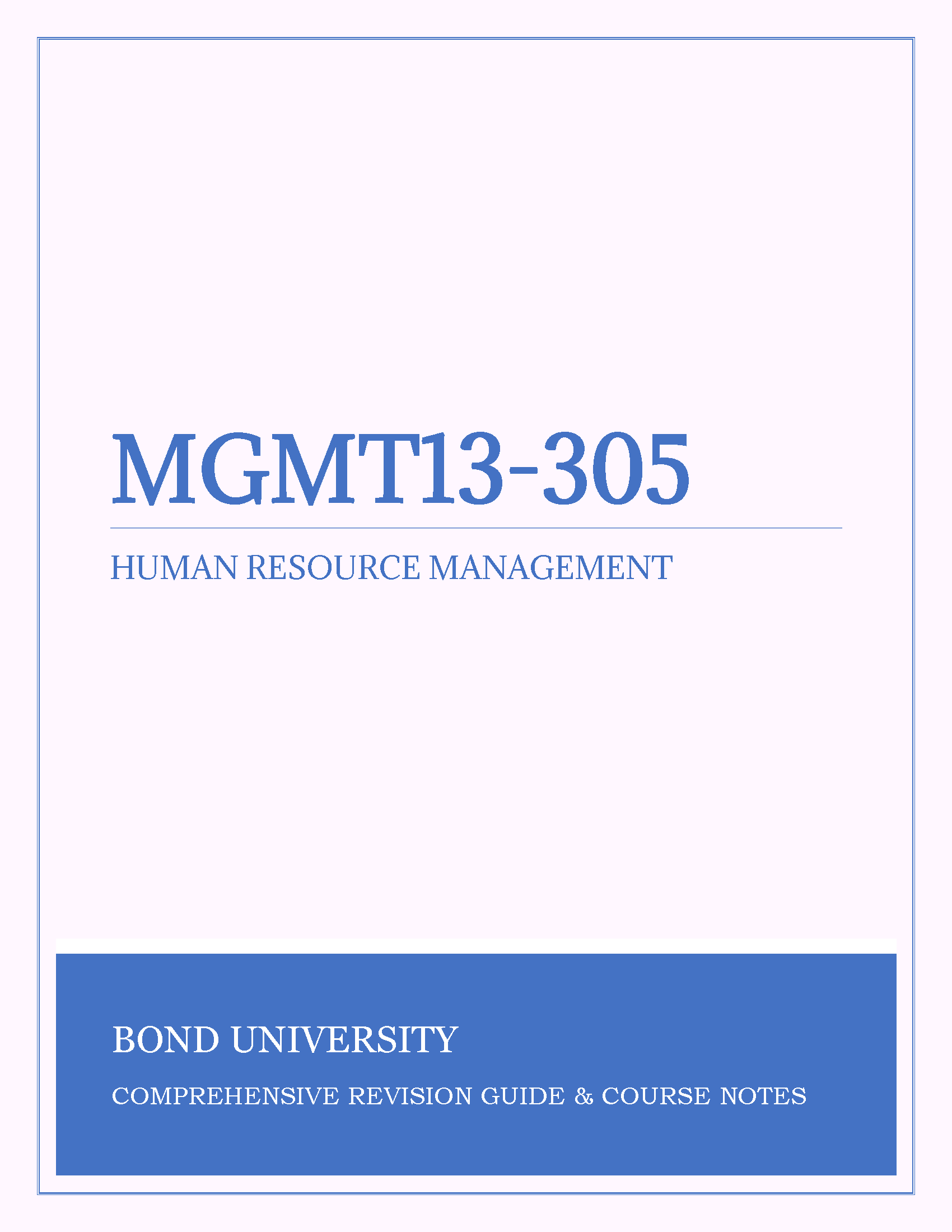 Bond University Tutors - MGMT13-305: Human Resource Management