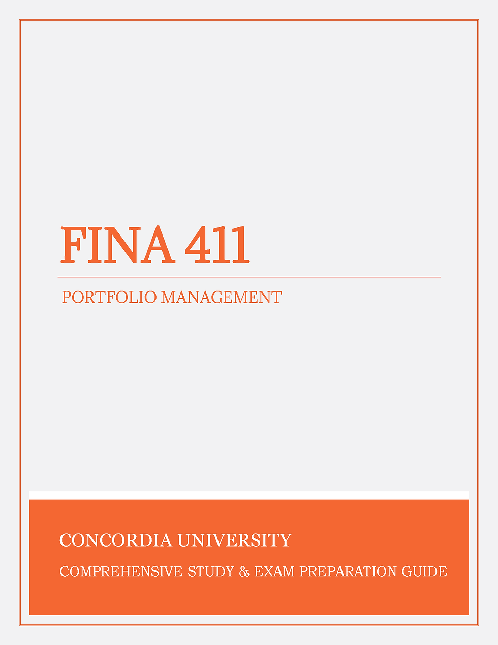 Concordia University - FINA 411: Portfolio Management - Midterm, Final Exam Paper, Tutor, Past Paper