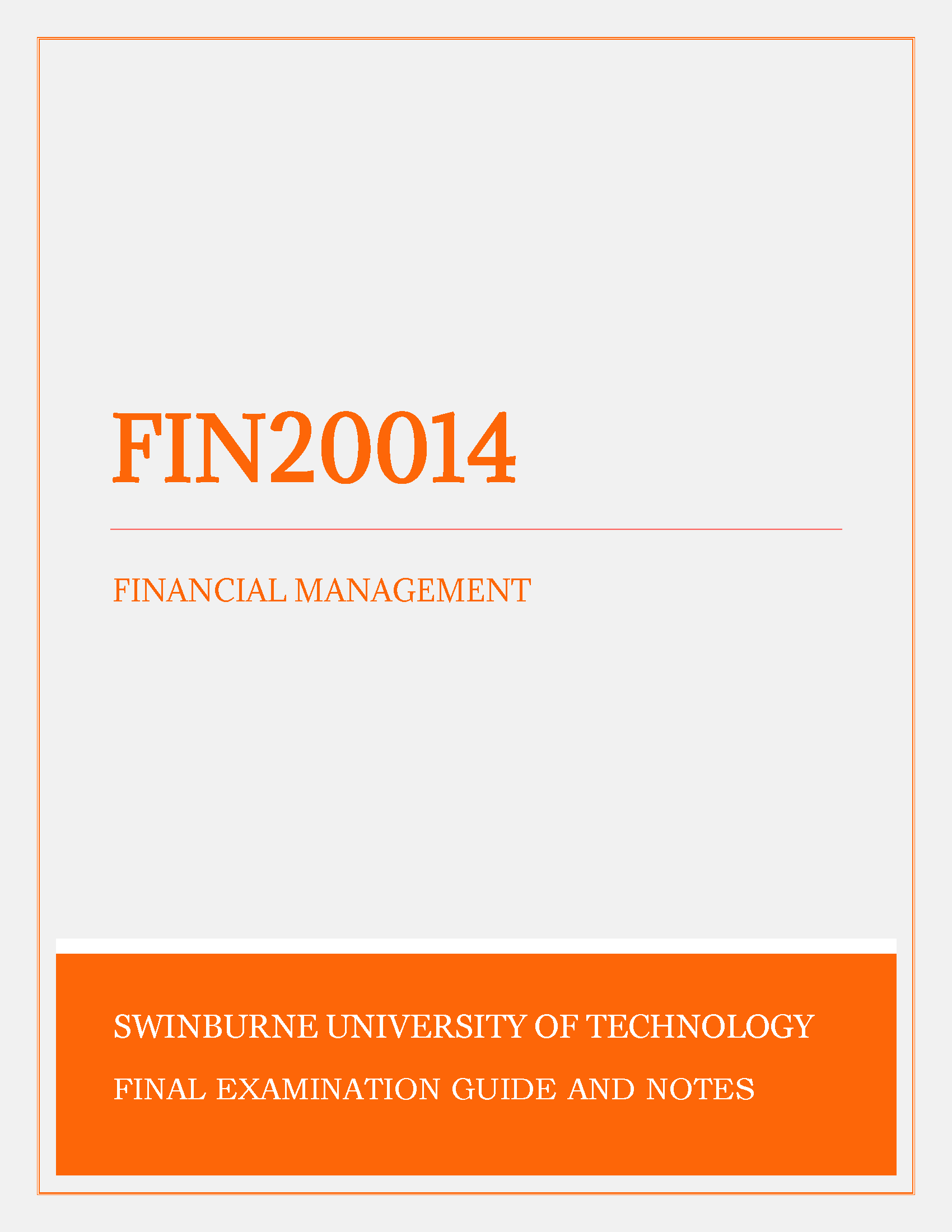 Swinburne University of Technology - FIN20014: Financial Management