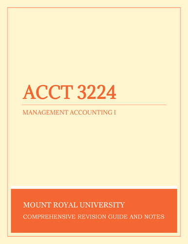 Acct 3224 Management Accounting I Mount Royal University