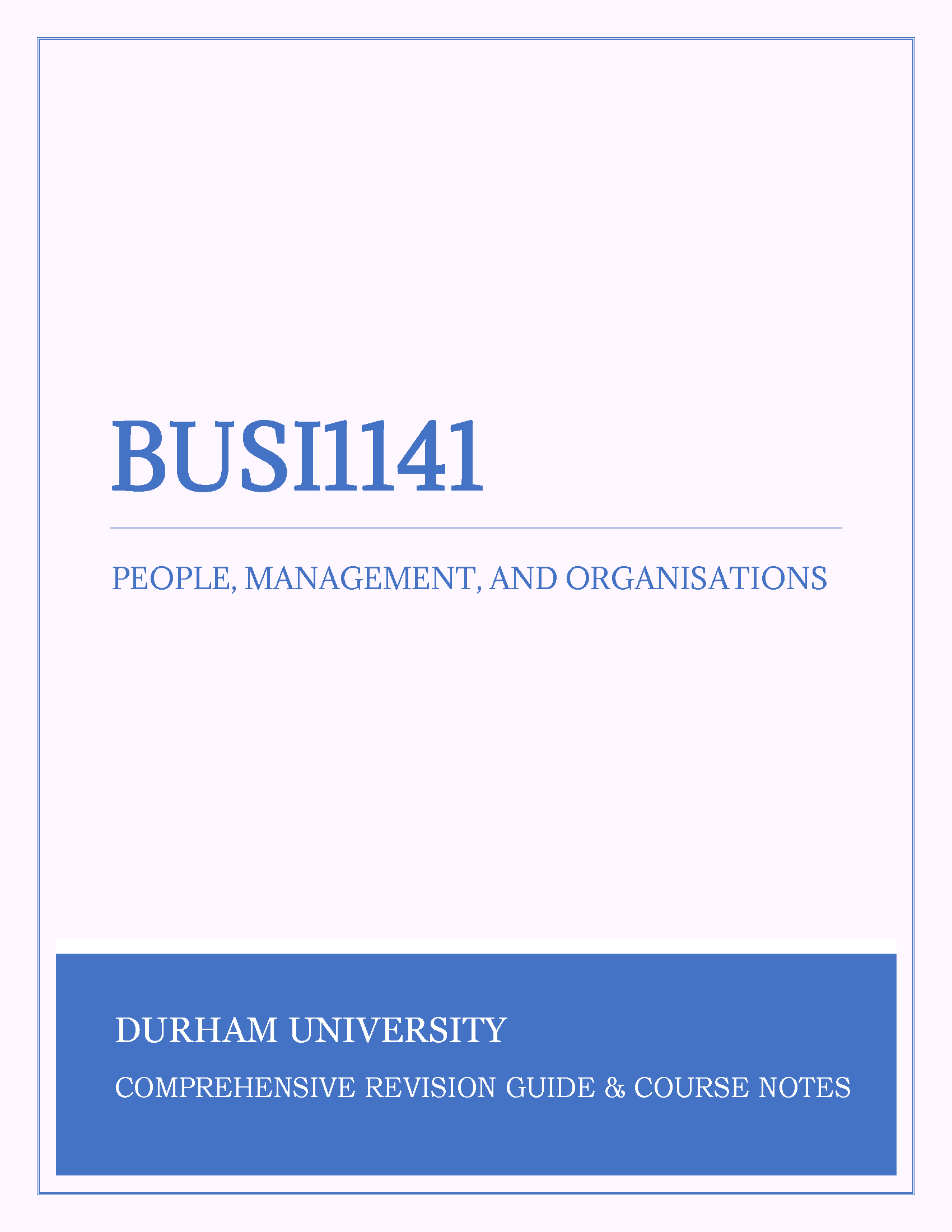 Durham University - BUSI1141: People, Management and Organisations