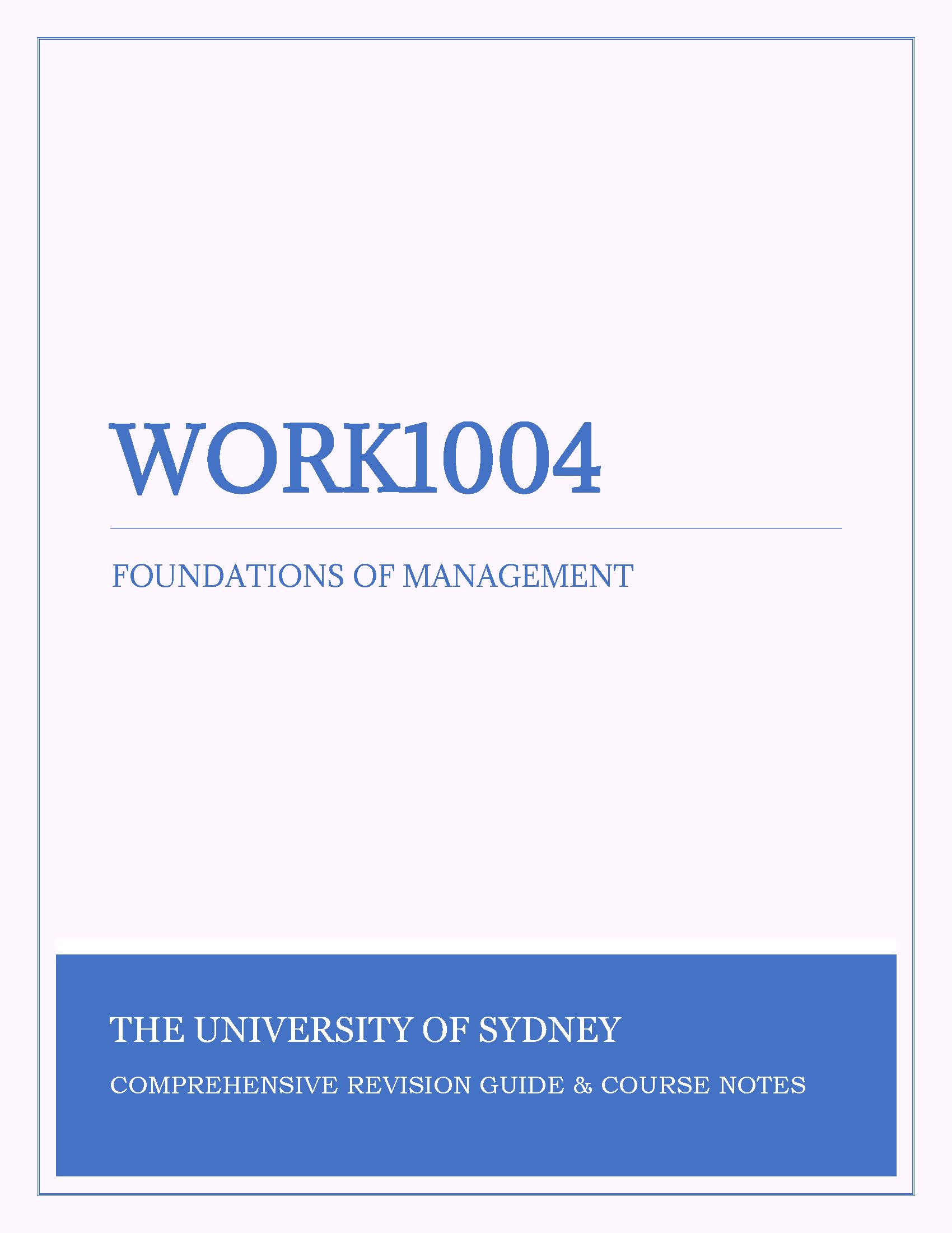 University of Sydney - WORK1004: Foundations of Management