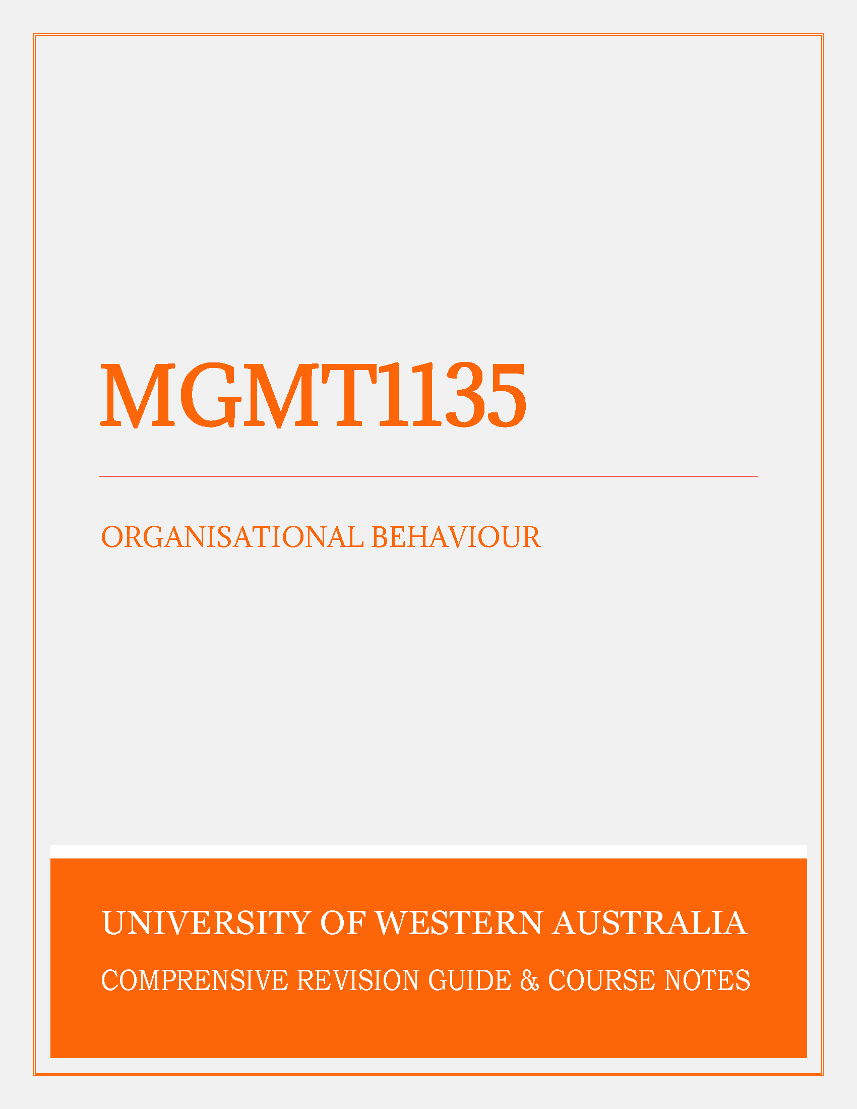 MGMT1135: Organisational Behaviour - University of Western Australia