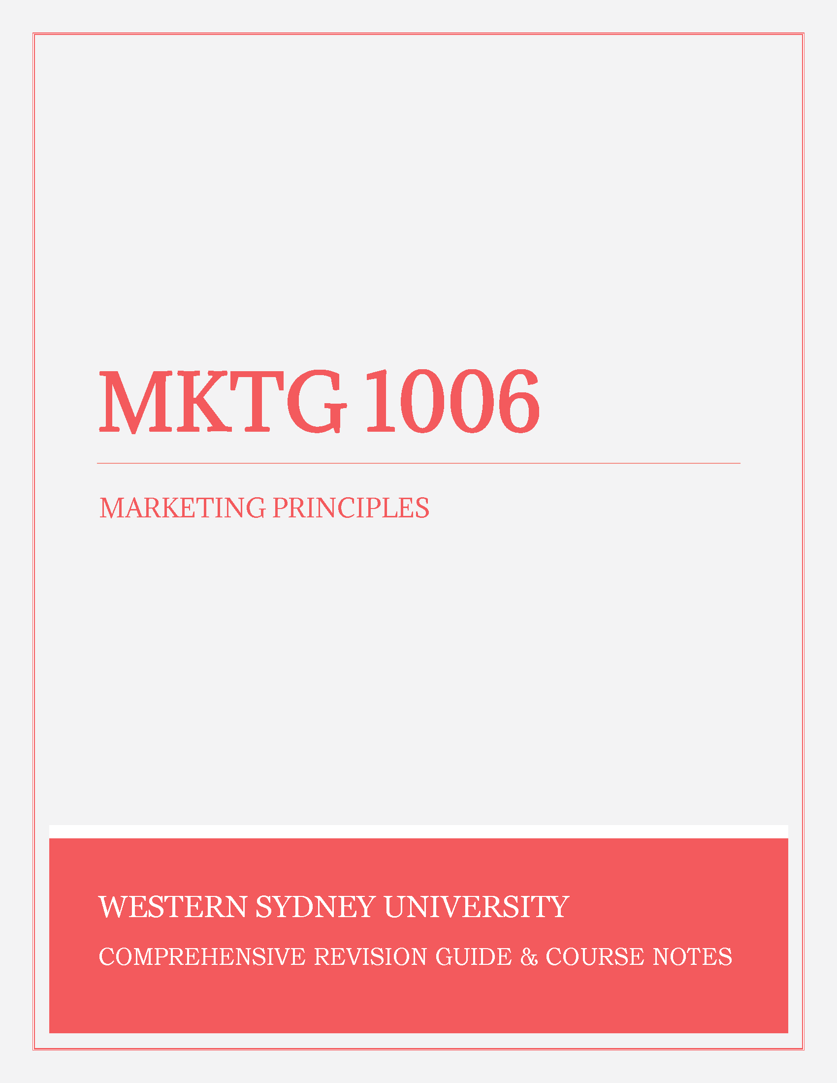 Western Sydney University - MKTG 1006: Marketing Principles