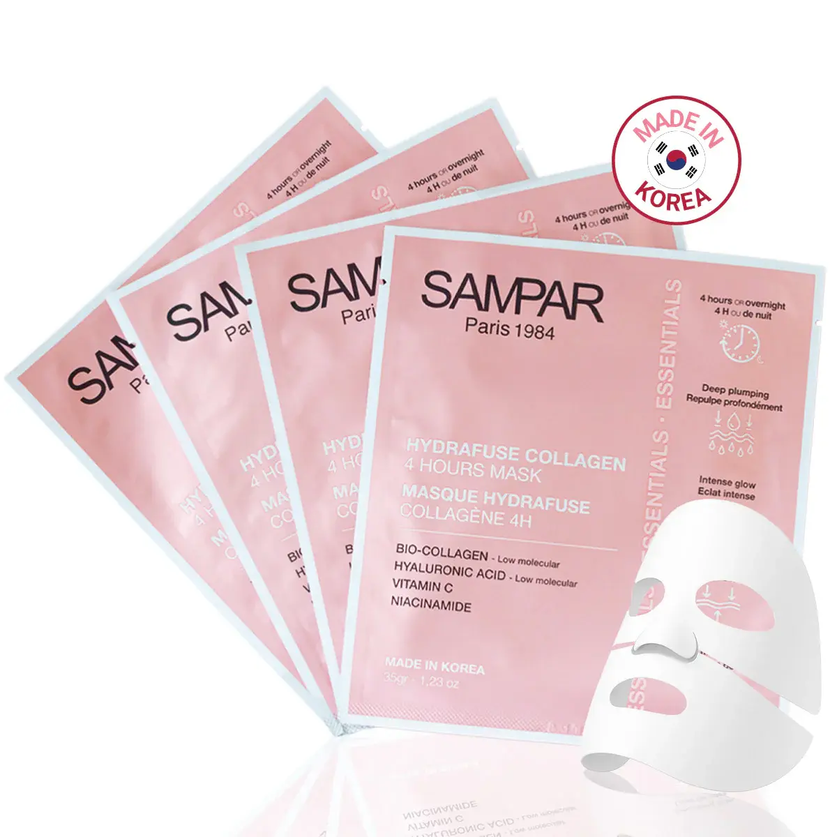 SAMPAR 4 MASQUES CORÉEN COLLAGÈNE HYDRAFUSE 4H
