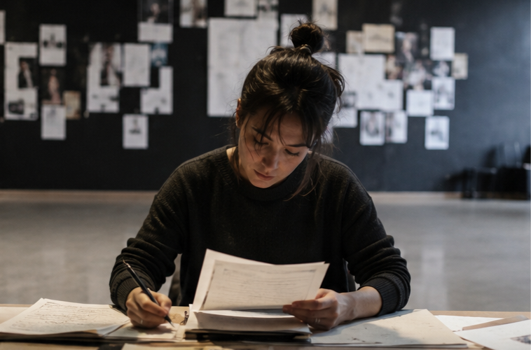 First reading of a play script for theatre directing and scene analysis