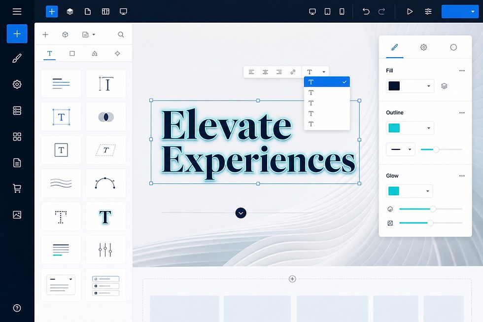 Wix Studioのテキストメニューから装飾文字を作成する操作画面のイメージ