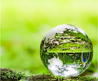 綺麗な環境をイメージさせる地球柄の水晶玉