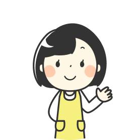 笑顔で手を振るエプロン姿の女性