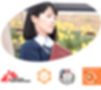 制服の学生と国境なき医師団などの団体ロゴ