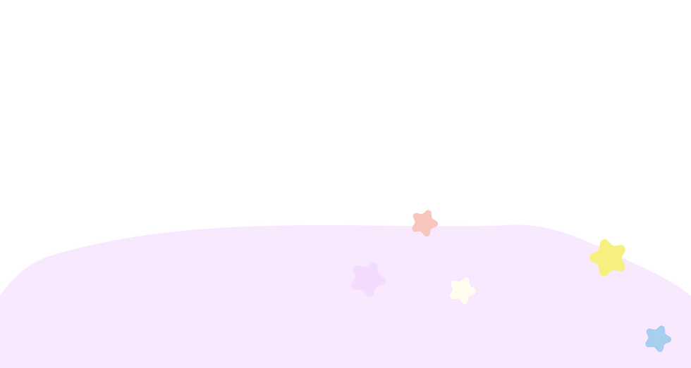 淡い紫の曲面とパステルカラーの星々。