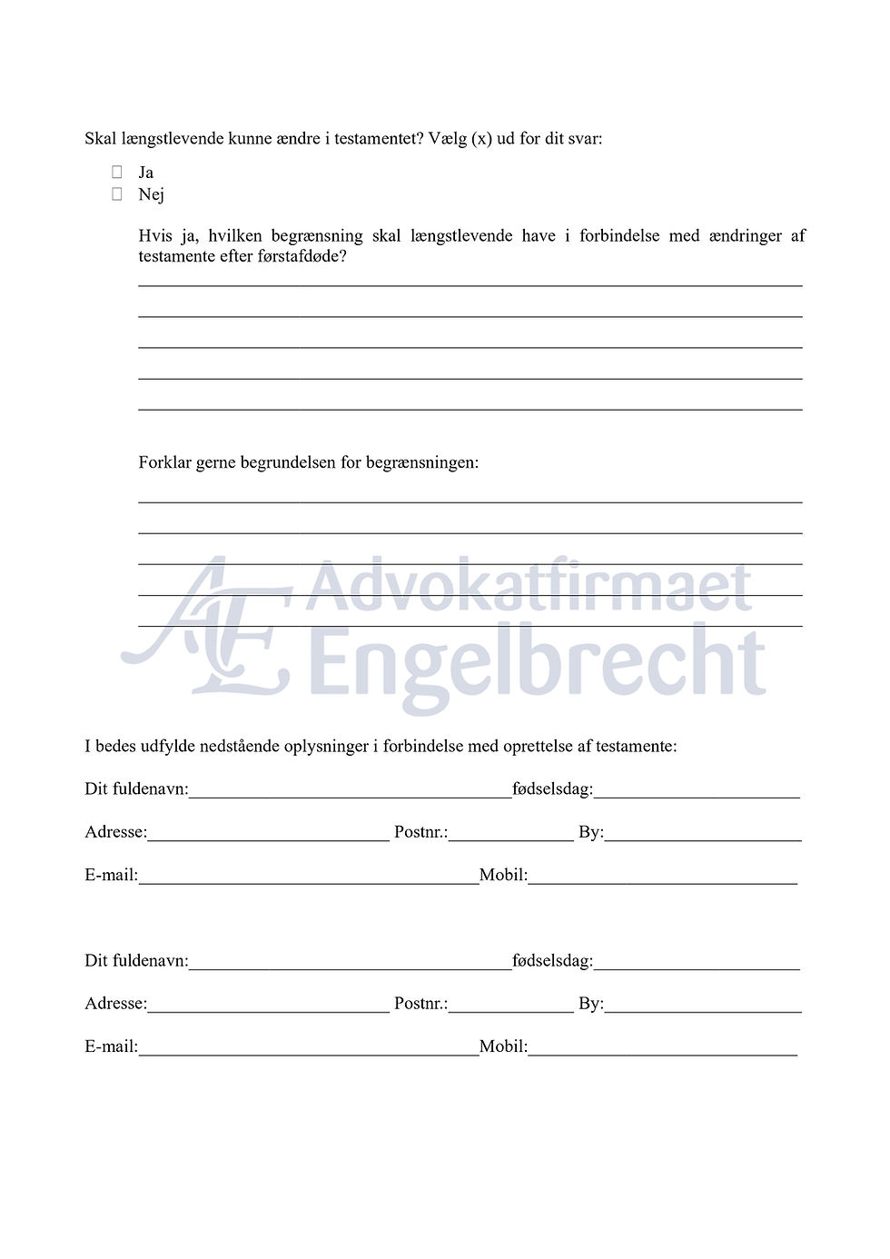 Miniaturebillede: Gensidigt samlevertestamente