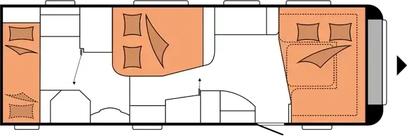 קרוואן נגרר הובי פרסטיג' דגם KWFU 720 מצב לילה