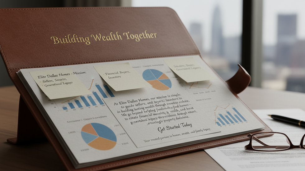 Close-up view of a property investment portfolio with charts and notes
