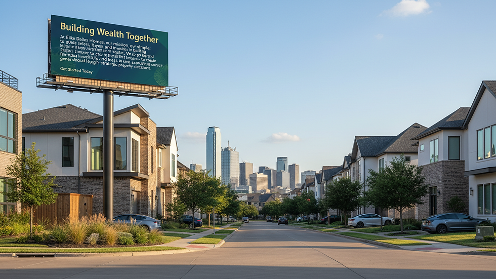 Eye-level view of a modern Dallas neighborhood with residential homes