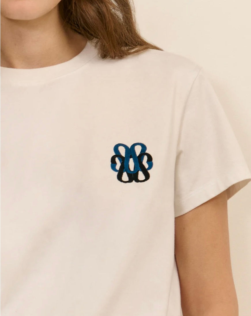 Miniature : T-shirt monogramme Blanc/ Bleu Sarah