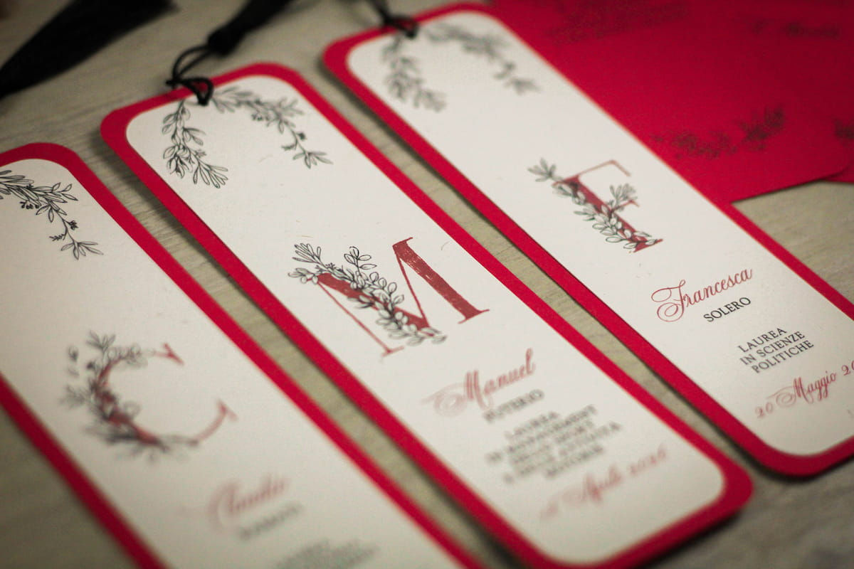 Segnalibro Laurea in Rosso e Nero