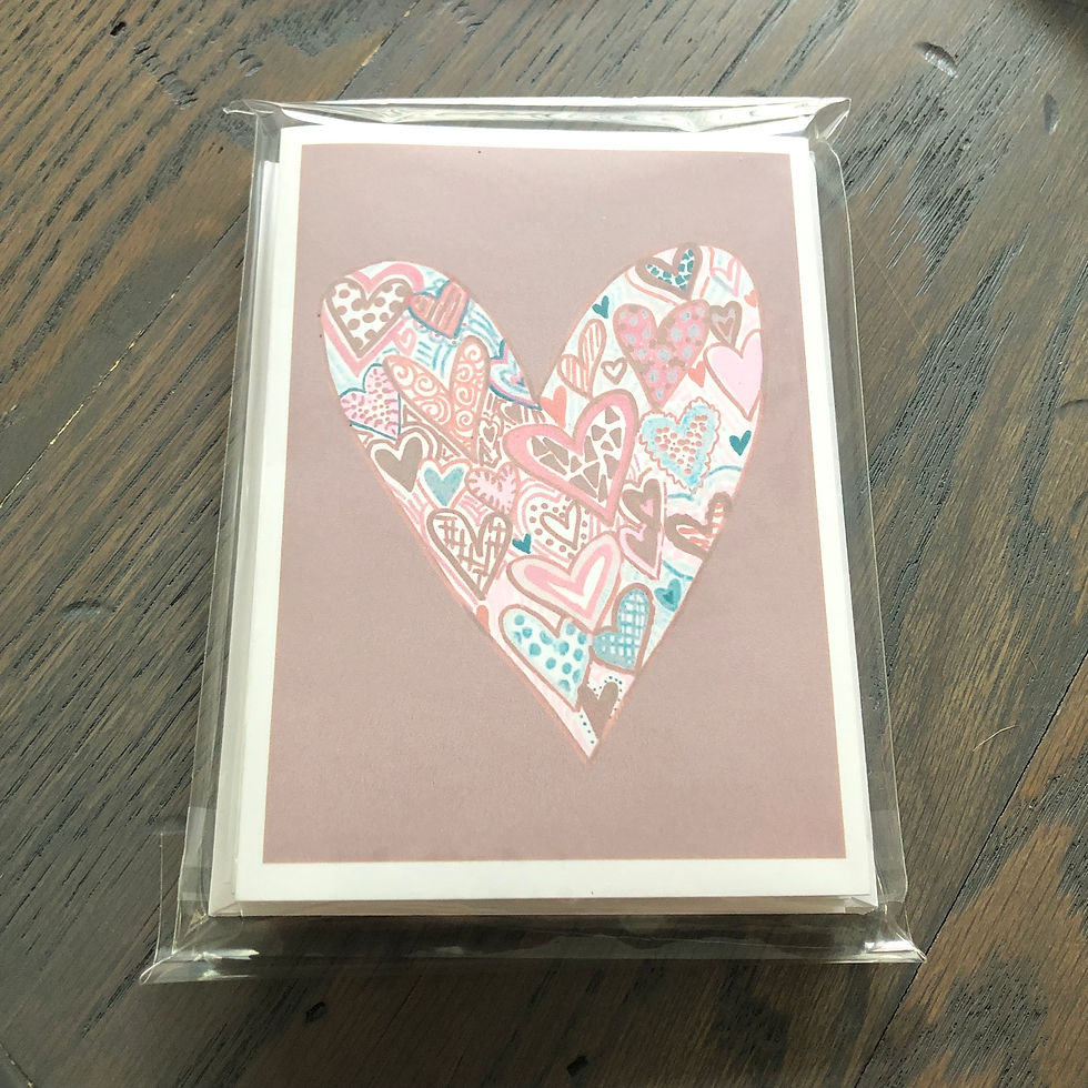 Thumbnail: Hearts inside hearts pastel notecard set of 6