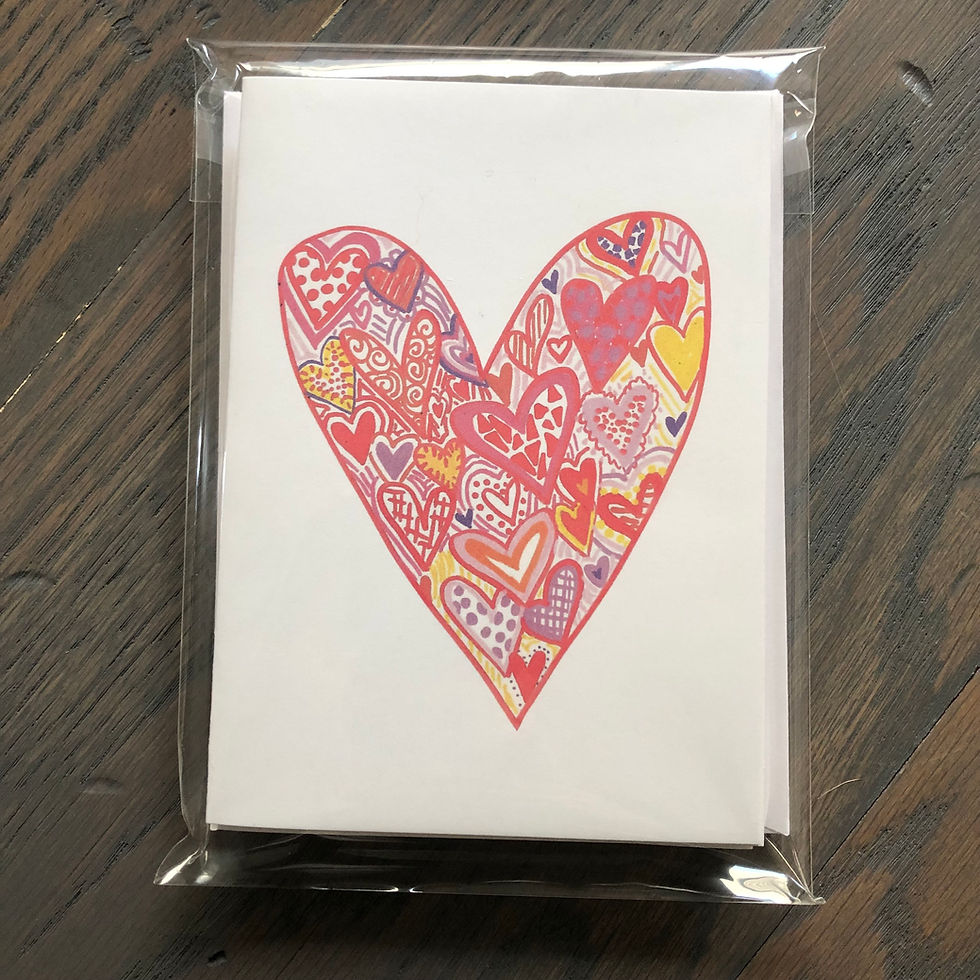 Thumbnail: Hearts inside hearts red notecard set of 6